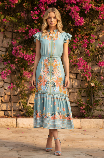 AVA Dusty Teal Midi Dress