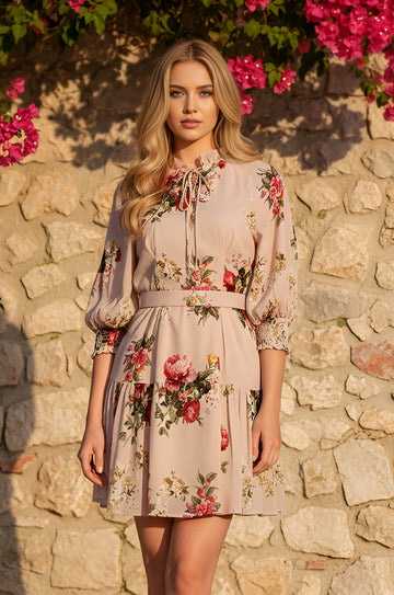 BROOKE Blush Floral Mini Dress