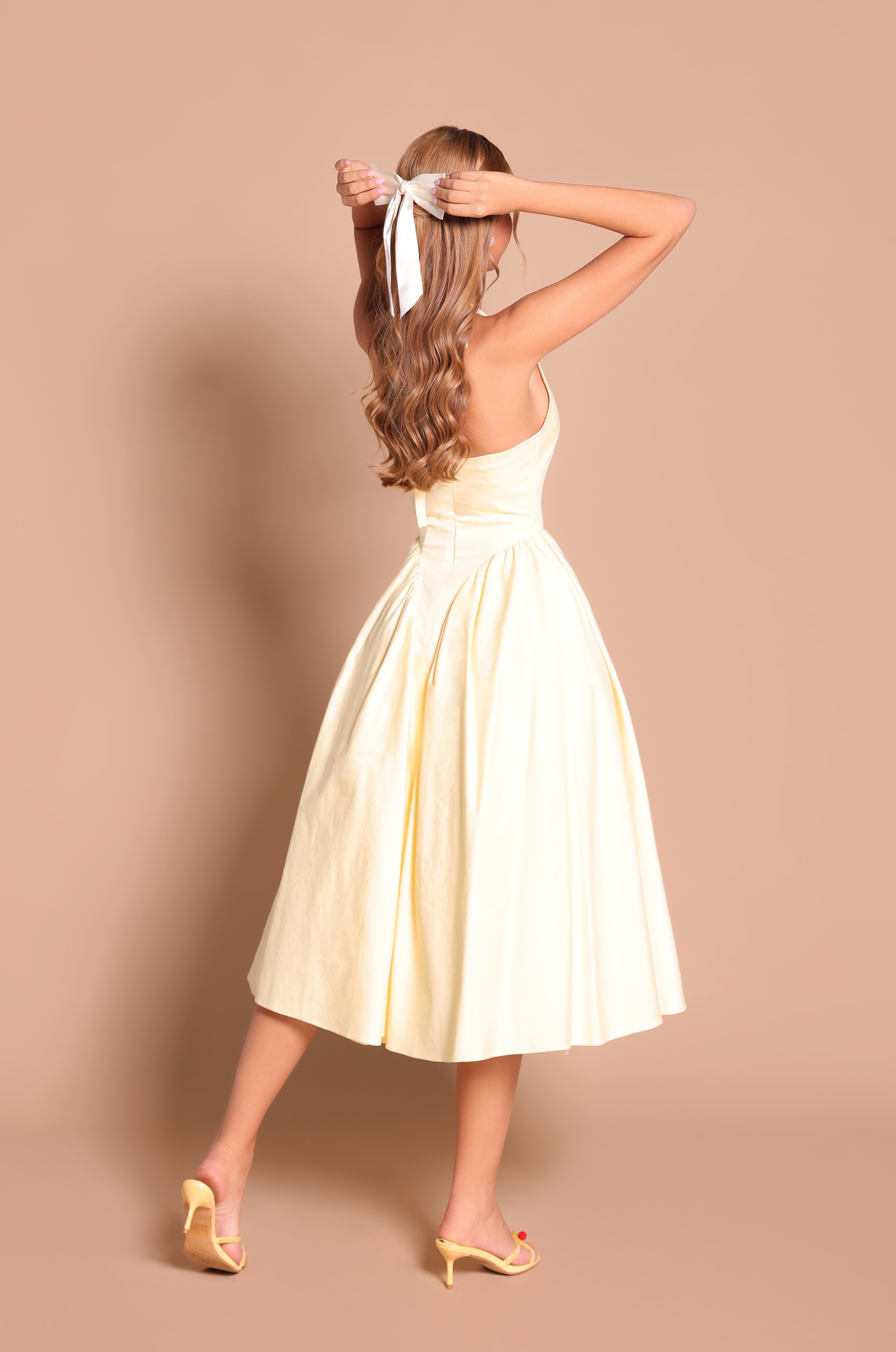 SOLENA Buttercup Halter Midi Dress