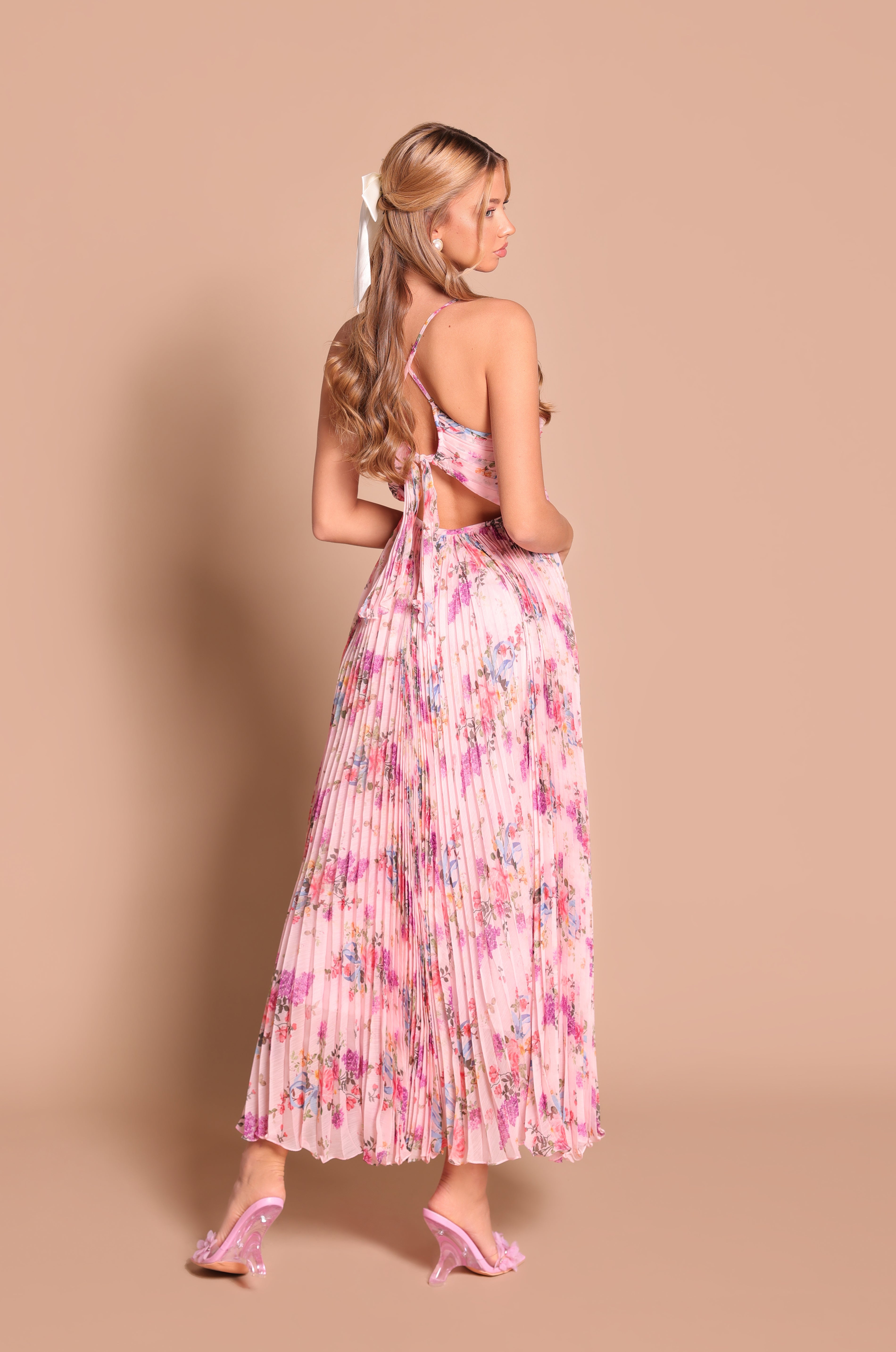 FLORINNE Blush Pink Floral Maxi Dress